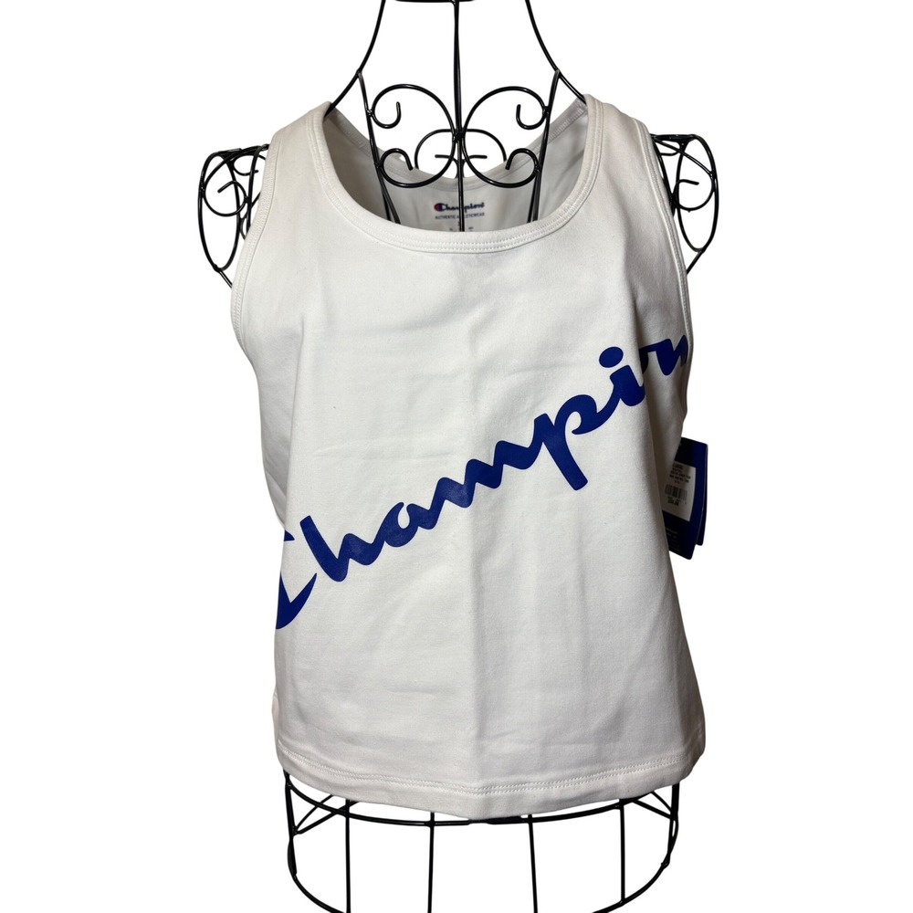 Champion NWT Womens Authentic Crop Top w/ White Blue Script Logo  - XL